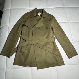 Olive Green Women's Faux Leather Coat